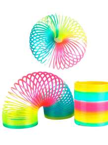 KIT 10 Mola Divertida Formas Arco Iris Metálica Mola Pulseira Lembrancinha Festa Criança Mola Brinquedo - Mola Divertida Arco Iris - Visão 3