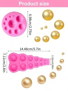 SikeSike 1个3D珍珠软糖模具，2个半球硅胶巧克力模具，棒棒糖模具，圆形硅胶模具，迷你半珍珠球蛋糕装饰模具 - 粉色 - 查看 2