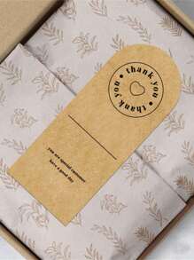 50 张牛皮纸感谢贴纸棕色花卉图案感谢贴纸活动商品包装包装标签在线零售 - 彩色 - 查看 4