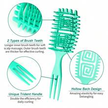 Lược định hình tóc xoăn, Lược chải tóc xoăn, Lược tạo kiểu tóc xoăn, Lược chải tóc có lỗ thông hơi, Dùng để chải và định hình tóc xoăn cho nam và nữ để giảm kéo - Nhiều màu - Xem 3