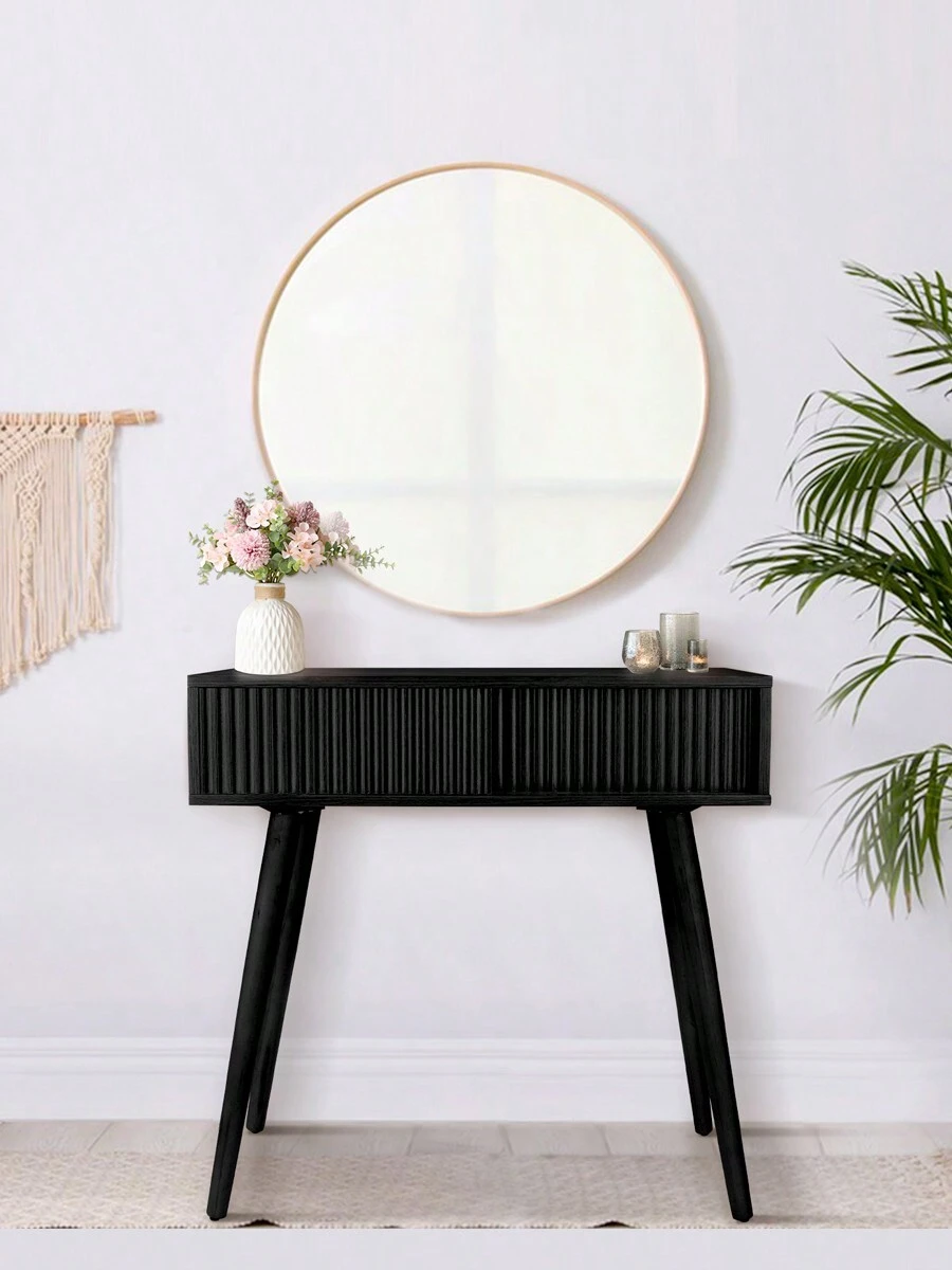 Console Table, Small Console Tables For Entryway 31" Vanity Desk Fluted Entrance Table, Black Entry Table Narrow Console Table Modern Hallway Table Modern Sofa Table For Living Room - Black - View 1