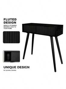Console Table, Small Console Tables For Entryway 31" Vanity Desk Fluted Entrance Table, Black Entry Table Narrow Console Table Modern Hallway Table Modern Sofa Table For Living Room - Black - View 2