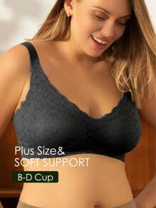 Kích thước lớn Liền mạch Không dây Ngủ Và Bras thể thao Đối với phụ nữ , Gầy , Thoải mái , , Áo ngực đẩy Đến trình diễn Nhỏ bé Ngực - màu đen - Xem 1