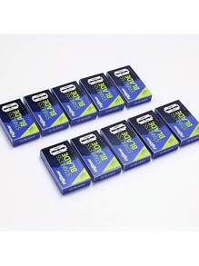 100 piezas de cuchillas de afeitar de doble filo ultra afiladas de platino - de acero inoxidable de alta calidad, aptas para recortar el bigote y la barba - Plateado - Ver 6