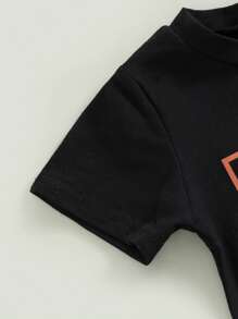 Western Toddler Baby Girl Clothes 3 6 12 18 Months 2T 3T Letter Short Sleeve T-Shirt Top + Tassel Shorts Outfits + Headband 3Pcs Set - Black - View 4