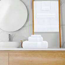 GLAMBURG - Juego de toallas ultra suaves de 8 piezas,% algodón hilado en anillo, contiene 2 toallas de baño de gran tamaño de 27 x 54, 2 toallas de mano de 16 x 28, 4 paños de lavado de 13 x 13 pulgadas, para uso diario, hotel y spa, color verde azulado - Blanco - Ver 4