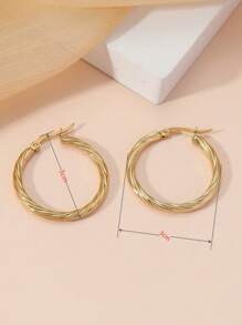 1 Pair Stainless Steel Twisted Hoop Earrings, Distinctive Elegant Design, Versatile For Daily Wear - Twisted Earrings - View 4