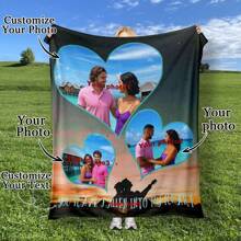 定制爱情背景图片和文字毯子，情人节装饰挂毯，个性化的理想礼物，适合他/她、男朋友、女朋友、爸爸、妈妈、家人、朋友、宠物，适合周年纪念日、情人节、母亲节、生日、儿童节、父亲节、毕业典礼、婚礼、圣诞节、沙发、床、汽车、卧室、客厅、办公室、户外露营、海滩、家庭墙壁装饰