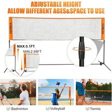 Juego de red de bádminton portátil, red de tenis de altura ajustable, voleibol infantil, red de fútbol de fácil instalación, red deportiva de nailon con postes para patio trasero, interior, exterior, - 1 - Ver 2
