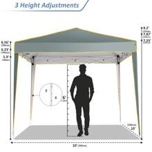 CAROMA 10x10 Pop Up Canopy Tent With 4 Removable Sidewalls, Tent For Parties Waterproof Wedding Event Canopy,Instant Outdoor Gazebos With Church Window,Carry Bag,4 Stakes,Ropes & Sandbags,For Backyard,Party,Camping,Markets - Grey - View 3