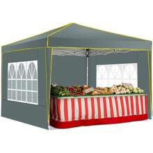 CAROMA 10x10 Pop Up Canopy Tent With 4 Removable Sidewalls, Tent For Parties Waterproof Wedding Event Canopy,Instant Outdoor Gazebos With Church Window,Carry Bag,4 Stakes,Ropes & Sandbags,For Backyard,Party,Camping,Markets - Grey - View 1