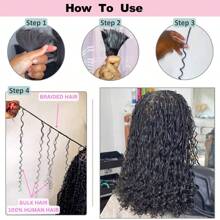2 Bundles Human Braiding Hair For Boho Braids, Brown 16Inch -28Inch 100g Brazilian Virgin Deep Wave Bulk Human Hair For Braiding Extensions Hair 4# - Brown - View 9