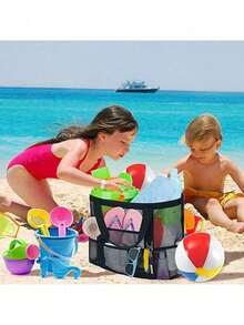 1pc Mesh Beach Bag, Bathroom Bag, Toy Storage Bag, Large Capacity Hollow Mesh Bag, Travel Toiletry Bag - Multicolor - View 5