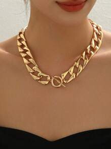 1pc European And American Style Punk Exaggerated Personalized Thick Metal Chain Necklace For Women