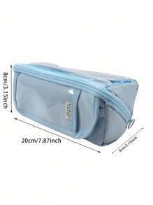 1Pc﻿ Large Capacity Pencil Case With A Magnetic Clasp For Office Stationery And Desk Storage - Multicolor - View 3