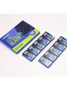 100 piezas de cuchillas de afeitar de doble filo ultra afiladas de platino - de acero inoxidable de alta calidad, aptas para recortar el bigote y la barba - Plateado - Ver 4