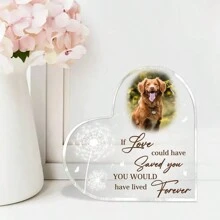 Personalized Pet Memorial Acrylic Heart Plaque - Curved Heart-Shaped Remembrance Keepsake For Pets-5 Styles ,Loss Of Dog Or Cat Sympathy Tribute, Customizable Desk Decor Celebrating Beloved Animals - For Pet Lovers - Memorial Gift For Pet Loss