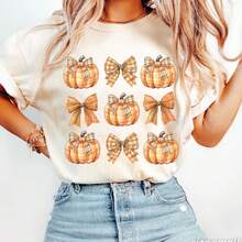 Retro Fall Shirt, Fall Pumpkin Shirt, Coquette Bow Aesthetic, Cute Autumn Shirt, Thanksgiving Tee, Fall Graphic Tee, Comforts Color Shirt