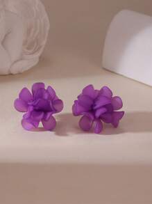 MESTILO 1 对树脂紫山茶花耳钉，适合女性日常和节日佩戴 - 山茶花 - 查看 2