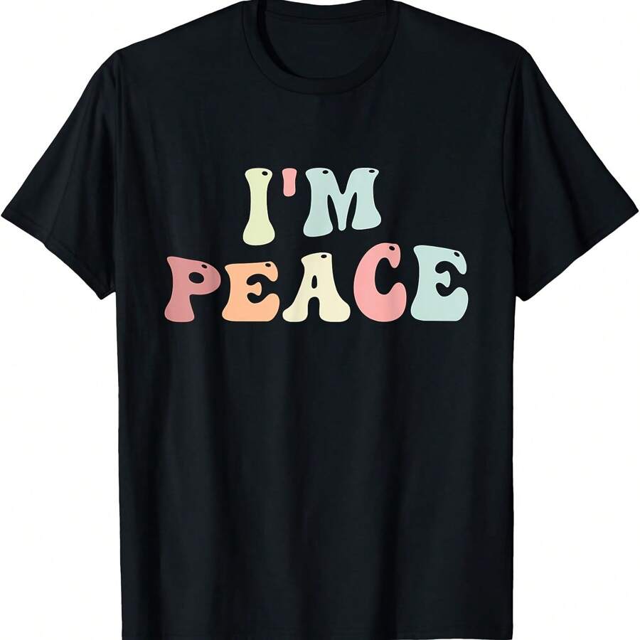 I Come In Peace I'm Peace Funny Matching Couple Lovers T-Shirt - Black - View 1