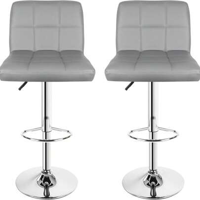 Bar Stools Set Of 2, PU Leather Breakfast Bar Stools, Swivel Height Adjustable Bar Chairs With Backrest And Footrest For Breakfast Bar Counter Kitchen Restaurant
