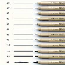 Set de 7 Plumas de Punta Fina Multi-Tamaños para Dibujo y Escritura Precisa | Plumas Resistente al Agua para Arte y Escritura Detallada - Negro - Ver 1