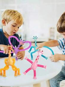 Girafa Pop Tubo Led Com Ventosa E Luz Brinquedo De Criança Puxa Estica Até 40cm Brinquedo Girafa Animais