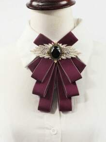 1pc Ladies' Casual Solid Color Imitation Gemstone Wing Bow Tie, Suitable For Dating, Party & Event Outfits Vintage  Christmas - Multicolor - View 13