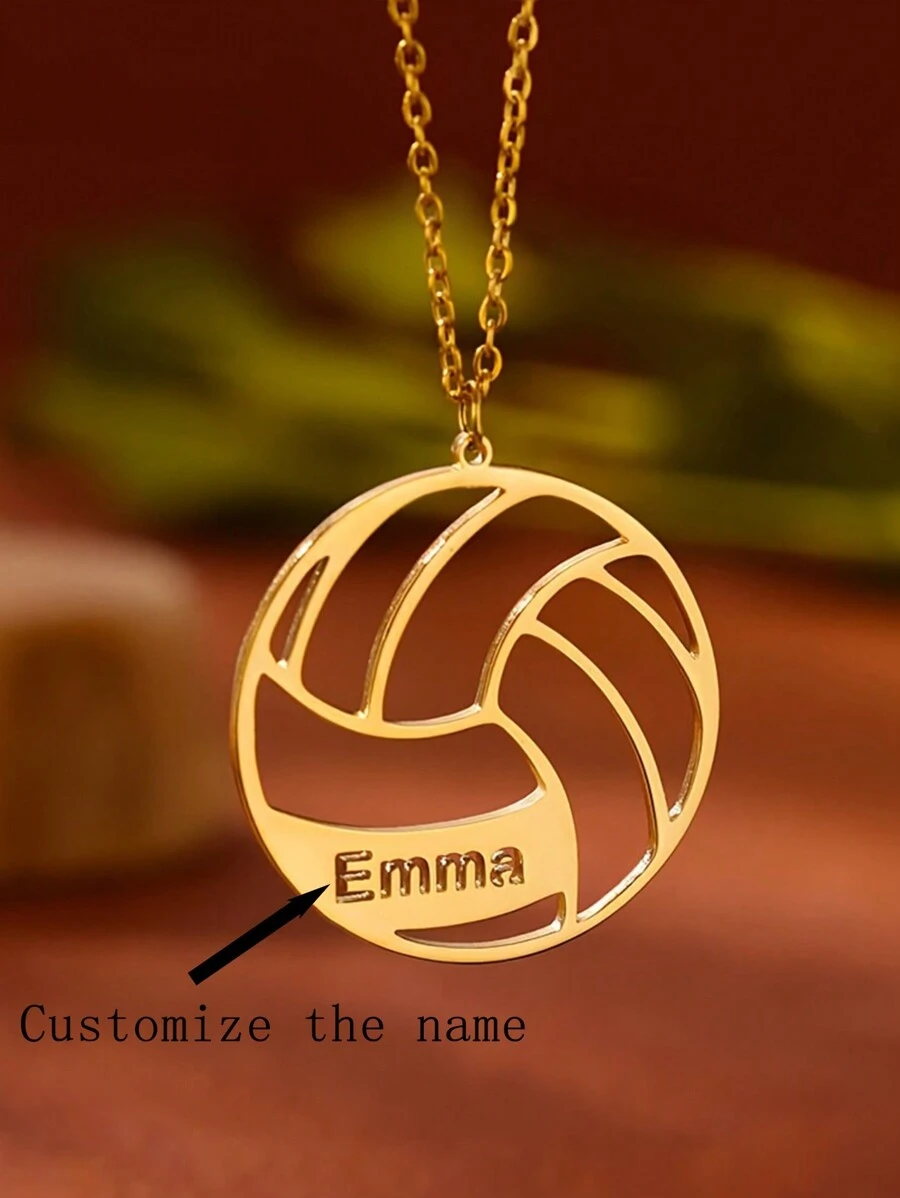 1 Pc Personalized Score Style, Custom Volleyball Name Necklace - Stainless Steel, Sports Simple Design, Perfect Gift For Basketball Player, Very Memorable - Multicolor - View 1
