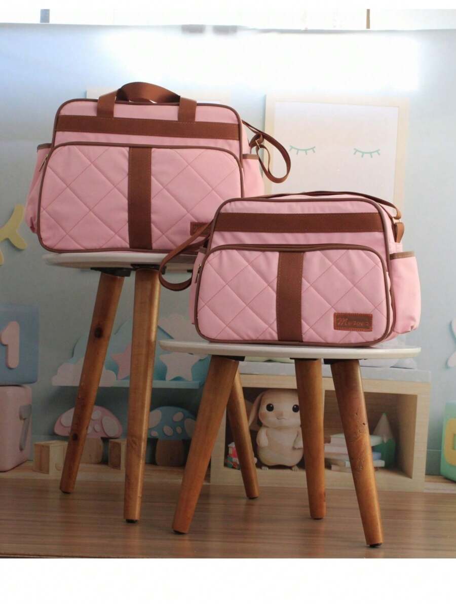 Luxury 2-Piece Maternity Bag Kit For Baby Girl And Boy - 淺粉色 - 查看 1