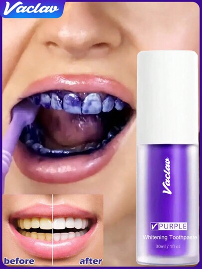 Vaclav Purple Toothpaste For Whitening Teeth Colour Corrector, Tooth Stain Removal, Tooth Paint Booster For Brightness And Reduce Yellowing Gift For Women 30ml
