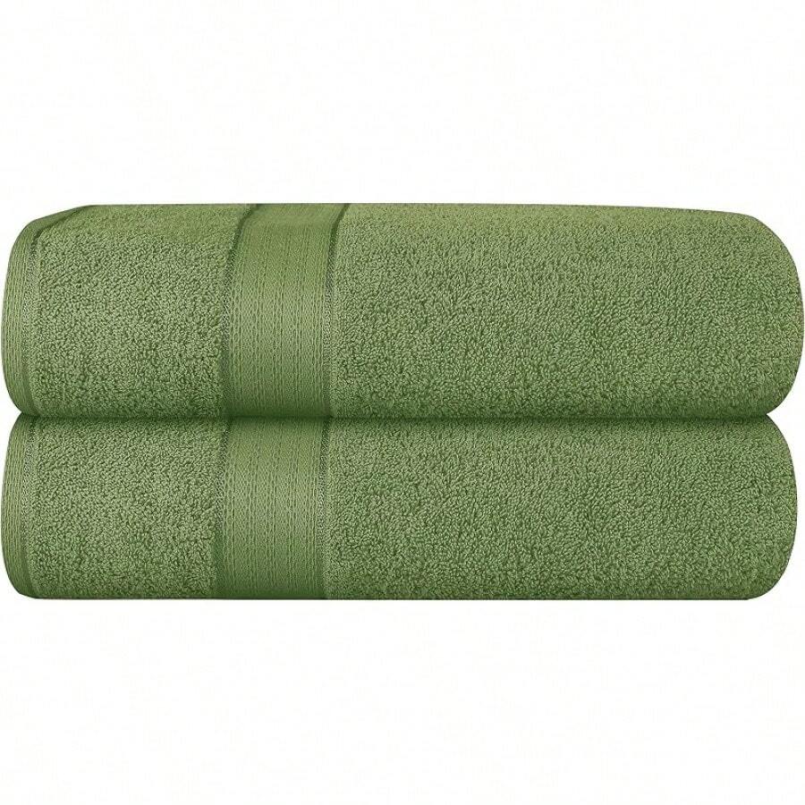 Ultra Soft 8-Piece Towel Set -% Ring Spun Cotton, 2 Oversized Bath Towels 27x54, 2 Hand Towels 16x28, 4 Wash Cloths 13x13 - Daily Use, Hotel & Spa - Olive Green, Luxury Towel Set - Kiwi Green - 查看 1