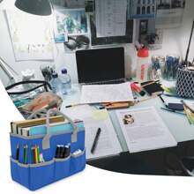 1pc Multi-Functional Storage Bag, Portable Tote Bag With Handles & Pockets, Wear-Resistant Oxford Storage Bag,Suitable For Artists,,Children, Teachers,Office Supplies Organizer Art Supplies - 藍色 - 查看 5