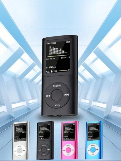 Roseo - 1.8英寸TFT显示屏音乐播放器/便携式轻巧MP3/支持64G存储卡/超薄金属/迷你Walkman MP3/支持录音和外接播放/适合青少年健身/存储卡需另购