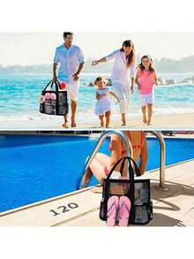 1pc Mesh Beach Bag, Bathroom Bag, Toy Storage Bag, Large Capacity Hollow Mesh Bag, Travel Toiletry Bag - Multicolor - View 6