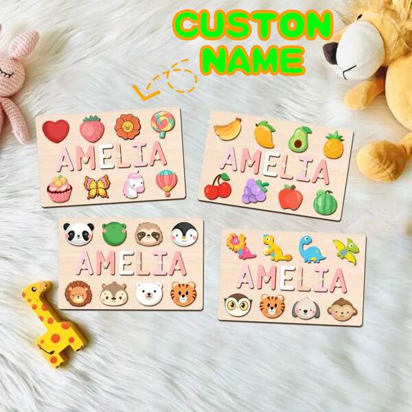Personalisiertes Namens-Puzzle-Brett, Ostergeschenk, Namens-Puzzle, Erstgeburtstaggeschenk, einzigartiges Namens-Puzzle-Brett, Bildungsspielzeug für Jungen oder Mädchen, 3D Buchstaben-Puzzle-Spielzeug, Kundenspezifischer Babyname