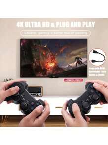 Game Stick 4k GD10 64GB Console 37000 THOUSAND Games + 2 Controls - Black - View 3
