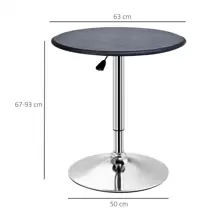 HOMCOM Adjustable Round Bistro Bar Table With PVC Leather Top Steel Base Home Kitchen Dining Desk  Black - Black - View 3