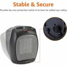 Basics - Calentador de cerámica portátil para uso en interiores, para oficina y hogar, protección sobrecalentamiento y vuelco, termostato, no oscila, 1500, negro, 19.1 x 16.1 x 24 - Negro - Ver 6