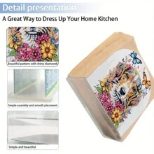 1pc Cute Dog & Cat Pattern DIY Diamond Painting Tissue Box Cover, Unique Crystal Rhinestone Design, Great For Home Decor, Desktop Accessory And Various Occasions