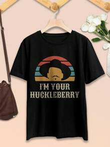 Vintage Retro Lovers' T-Shirts I'm Your Huckleberry - Couple Tees For Men Women - Black - View 2