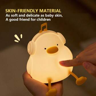 1pc Quack Duck Touch Night Light] 1pc Quack Duck Silicone Touch Sensor Night Light, USB Rechargeable Dimmable Sleep Lamp With Timer,Cute Animal Duck Room Decor For Christmas, Gifts