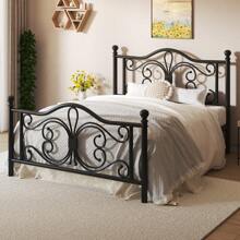 Metal Platform Bed Frame, Classic Style Headboard And Footboard/Under Bed Storage/Mattress Foundation/No Box Spring Required/Easy Assembly - 黑色 - 查看 2