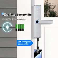 Tropernic Wifi Tuya 门锁智能锁，指纹门锁无钥匙进入门锁智能锁，适用于前门生物识别门锁，带指纹、免费应用程序、共享 Ekey 和 IC 卡（银色）