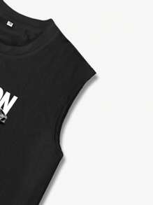 Lonblece 男士摩托车图案印花无袖背心，运动元素，适合日常休闲穿着，春夏 - 黑色 - 查看 6