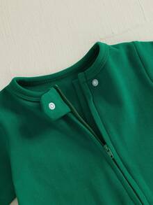 Toddler Baby Christmas Romper Casual Letter Prints Long Sleeve Jumpsuit For Newborn Girl Boy Cute Clothes - 綠色 - 查看 6