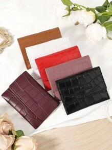 Burgundy Bag Red Bag Wine Red Bag Pu Wallet For Crocodile Embossed Coin Lightweight Crocodile Pattern Cash ID Card Card Portable Coin Pocket Small Pocket Wallet Short Wallet Fashion Modern For Anniversary For Christmas On Valentine's Day For Birthday Gift For Gift For Lover For For Girls For Lady For Female Bag School Supplies For School Dorm Room & Back To School Card Holder Card Holder Wallet Business Card Holder Credit Card Holder Card Holder Women For Women Wallet Mini Wallet Purse Wallet Card Wallet - Burgundy - View 3