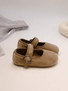 Giày nhung cho trẻ em, giày bệt thời trang 2 kiểu, dép đi trong nhà ấm áp mềm mại cho bé vào mùa thu đông - Xám - Xem 3