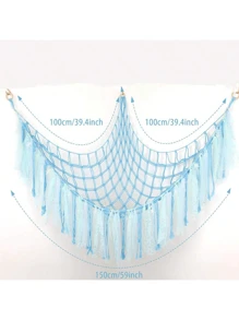 1 pieza Hamaca de red colgante para almacenar muñecos de felpa, decoración grande de hamaca para el hogar, sala de estar, dormitorio, regalo de decoración lindo y divertido, 100 X 100 X 150 Cm, hamaca triangular hecha a mano a ganchillo (sin luces incluidas)