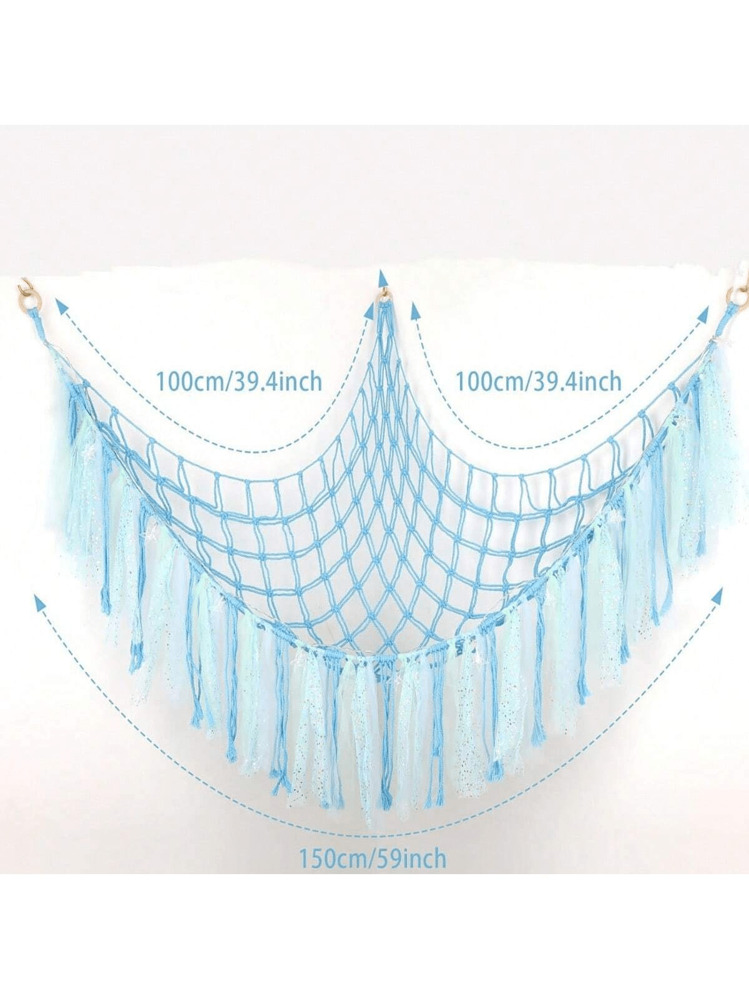 1 件毛绒娃娃储物吊床吊网大吊床装饰适用于家庭客厅卧室，可爱有趣的装饰礼物，100 X 100 X 150 厘米，手工钩针三角吊床（不含灯）房间装饰 - 彩色 - 查看 14